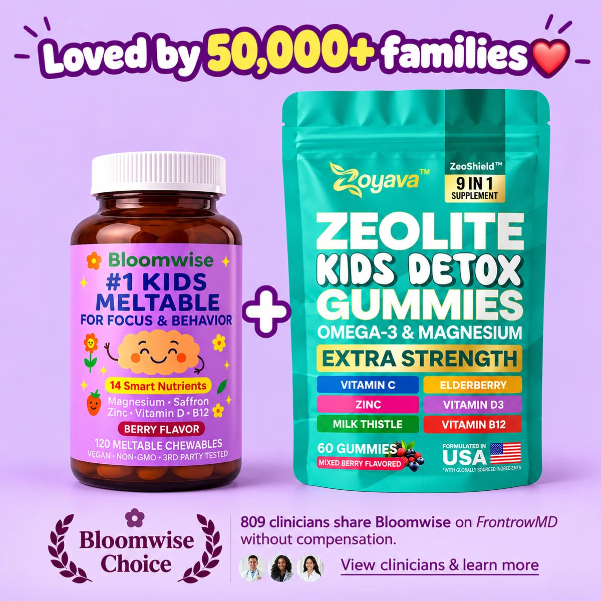 Bloomwise Kids Meltable and Zoyava Zeolite Kids Detox Gummies, loved by 50,000+ families